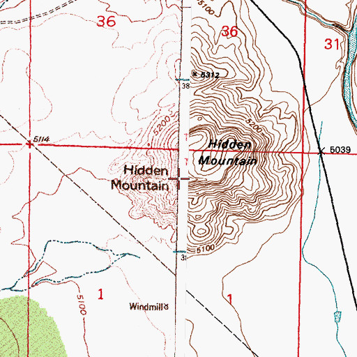 Topographic Map of Hidden Mountain, NM