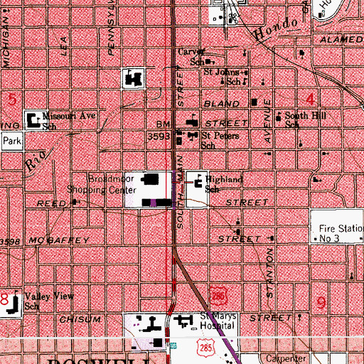 Topographic Map of Highland School, NM