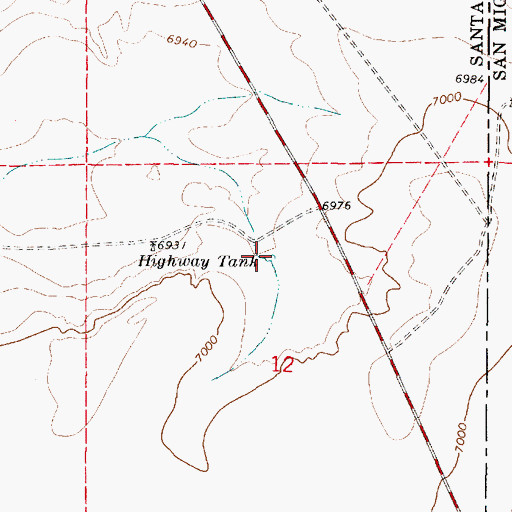 Topographic Map of Highway Tank, NM