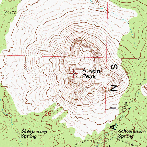Topographic Map of Austin Peak, AZ
