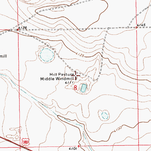 Topographic Map of Hill Pasture Middle Windmill, NM