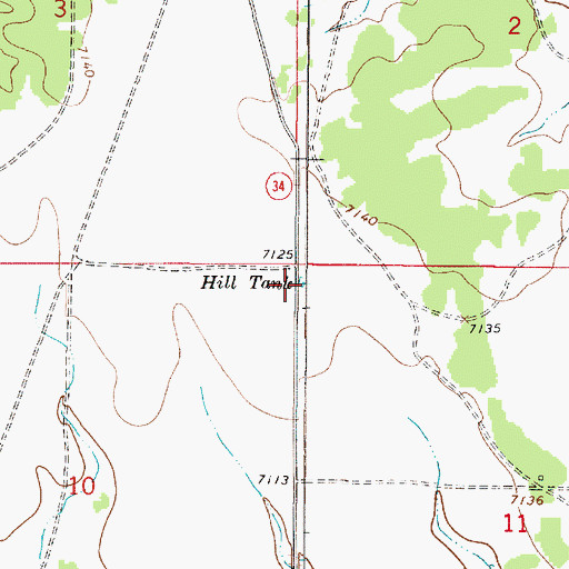 Topographic Map of Hill Tank, NM