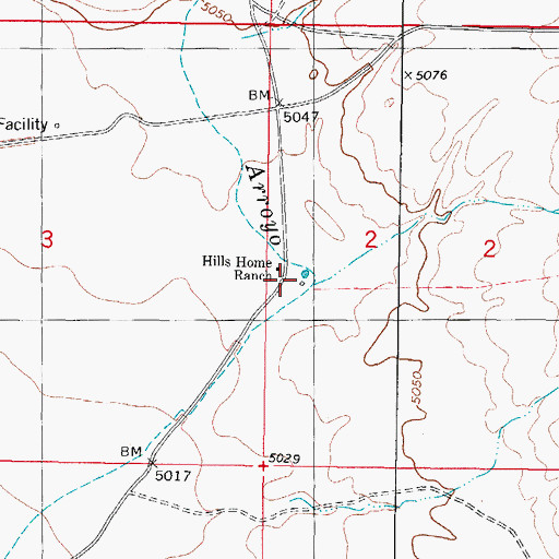 Topographic Map of Hills Home Ranch, NM