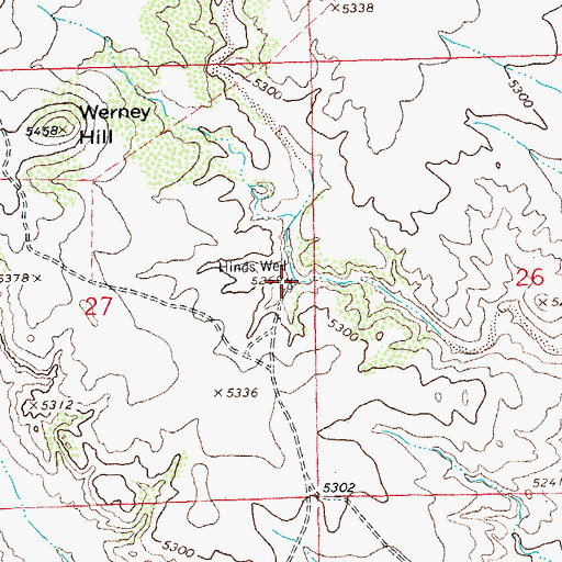 Topographic Map of Hinds Well, NM