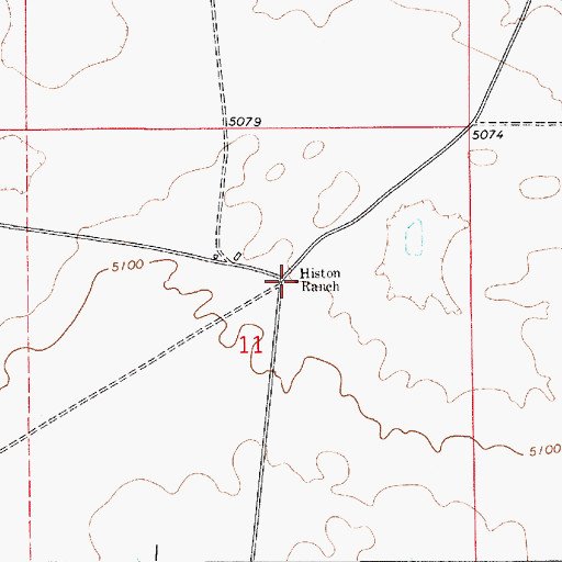 Topographic Map of Histon Ranch, NM