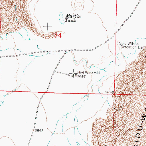 Topographic Map of Hiyi Windmill, NM