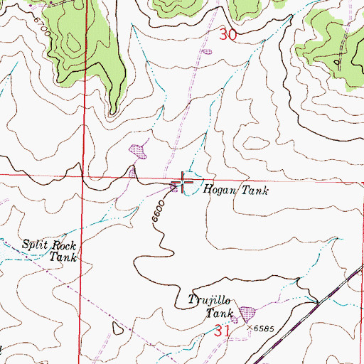 Topographic Map of Hogan Tank, NM