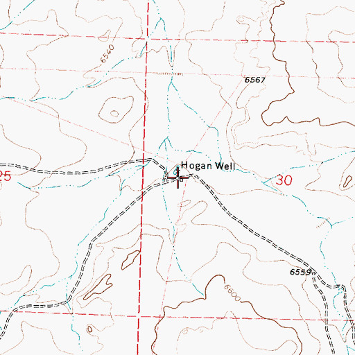 Topographic Map of Hogan Well, NM