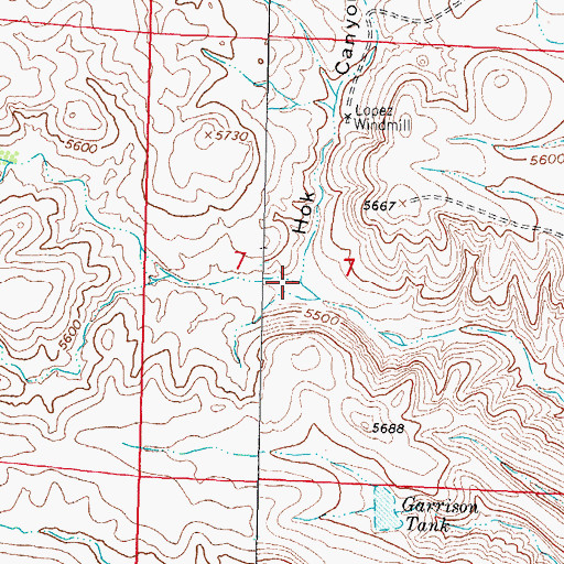 Topographic Map of Hok Canyon, NM