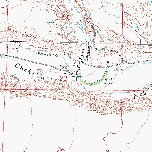 Topographic Map of Hok Farm Canyon, NM
