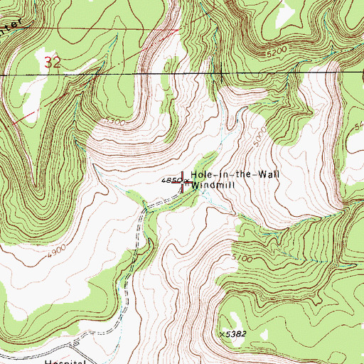 Topographic Map of Hole-in-the-Wall Windmill, NM