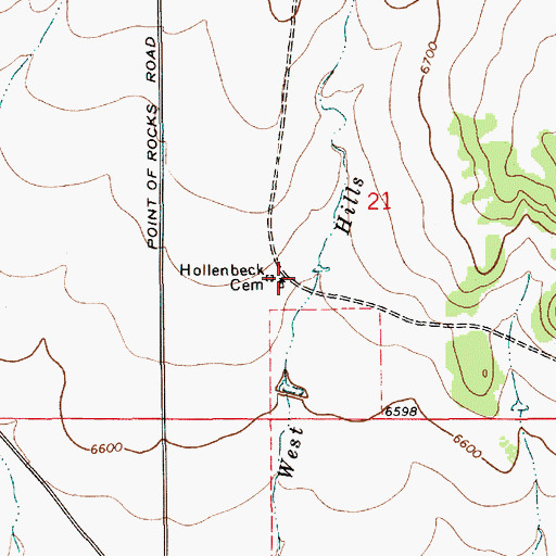 Topographic Map of Hollenbeck Cemetery, NM