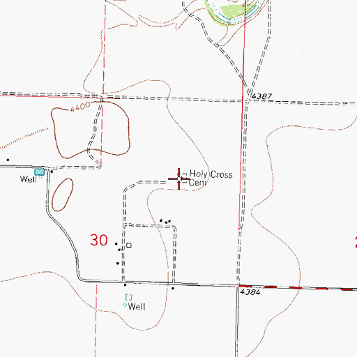 Topographic Map of Holy Cross Cemetery, NM