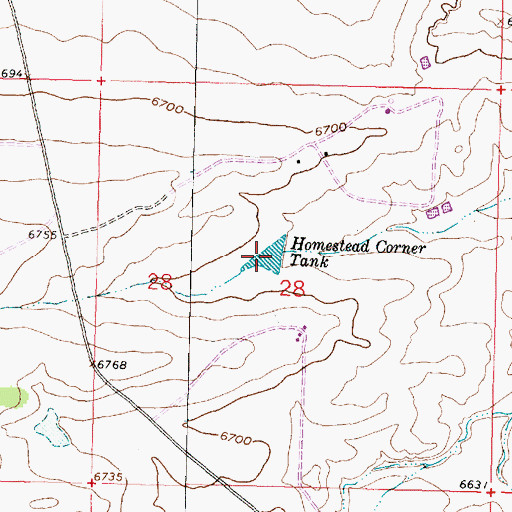 Topographic Map of Homestead Corner Tank, NM