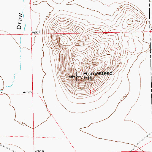 Topographic Map of Homestead Hill, NM