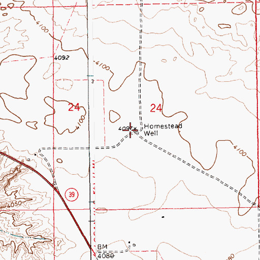 Topographic Map of Homestead Well, NM