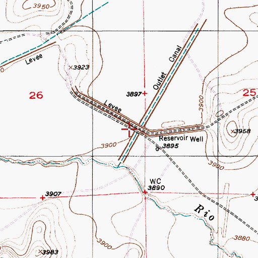Topographic Map of Hondo Reservoir, NM