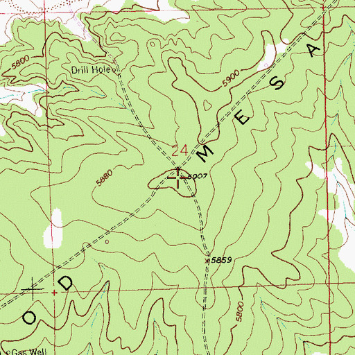 Topographic Map of Hood Mesa, NM