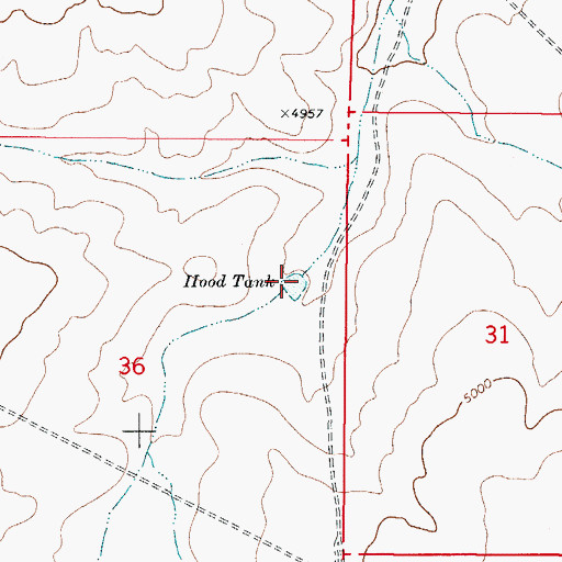 Topographic Map of Hood Tank, NM