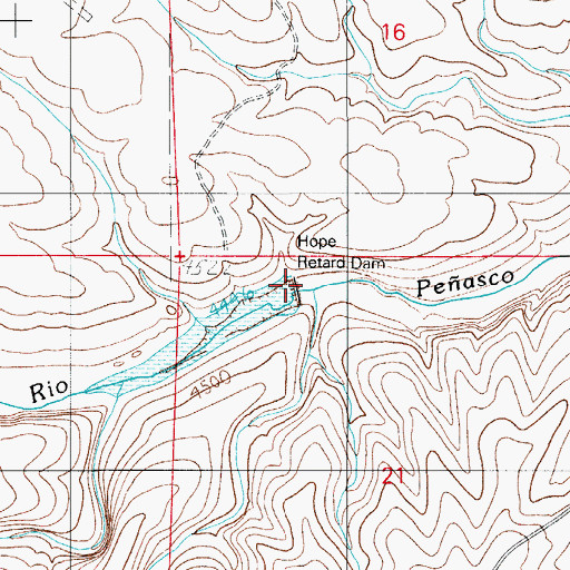 Topographic Map of Hope Retard Dam, NM