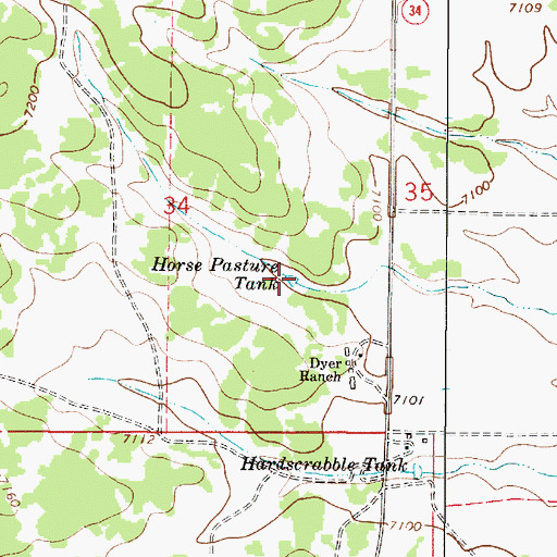 Topographic Map of Horse Pasture Tank, NM