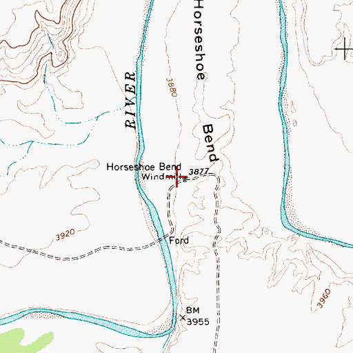 Topographic Map of Horseshoe Bend Windmill, NM