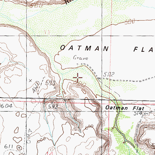 Topographic Map of Oatman Flat, AZ