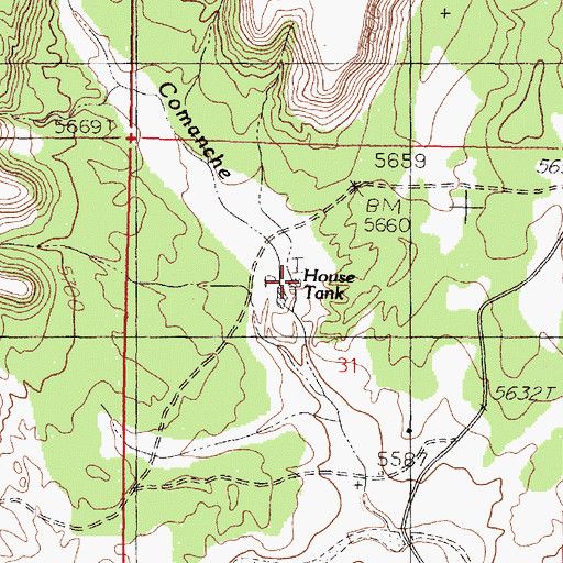 Topographic Map of House Tank, NM