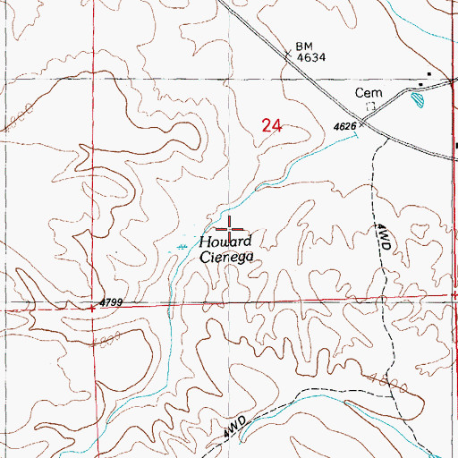 Topographic Map of Howard Cienega, NM