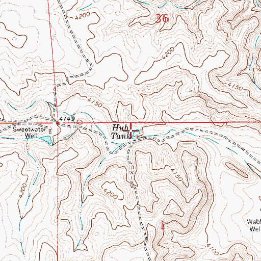 Topographic Map of Hub Tank, NM