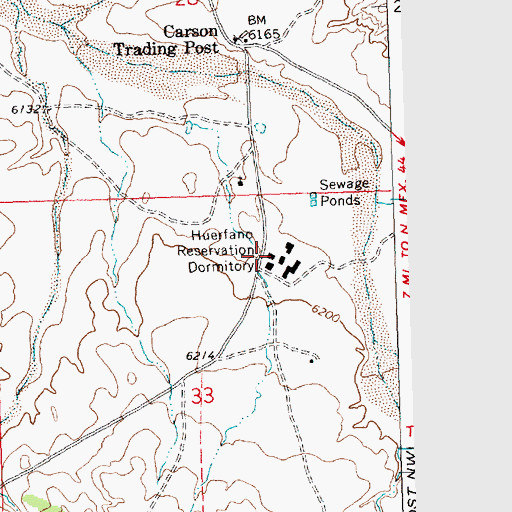 Topographic Map of Huerfano Reservation Dormitory, NM