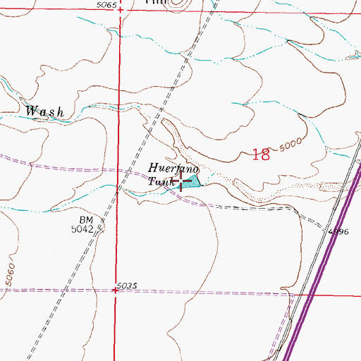Topographic Map of Huerfano Tank, NM