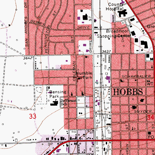 Topographic Map of Humble Park, NM
