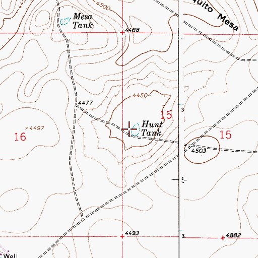 Topographic Map of Hunt Tank, NM
