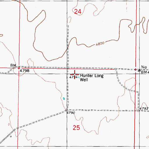 Topographic Map of Hunter Long Well, NM
