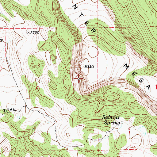 Topographic Map of Hunter Mesa, NM