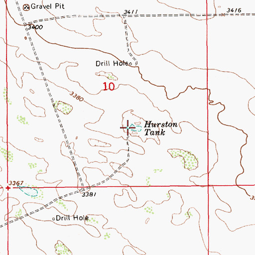 Topographic Map of Hurston Tank, NM