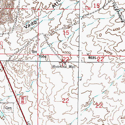 Topographic Map of Hutchins Well, NM