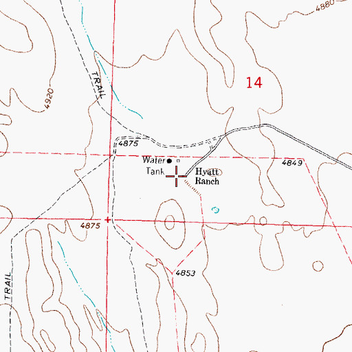 Topographic Map of Hyatt Ranch, NM