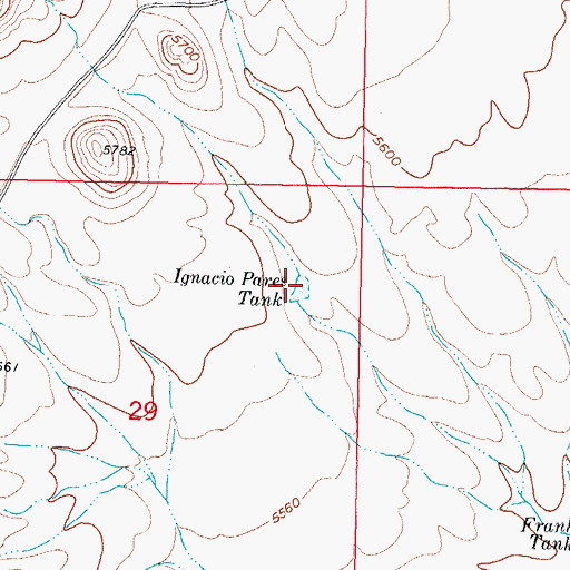 Topographic Map of Ignacio Pares Tank, NM