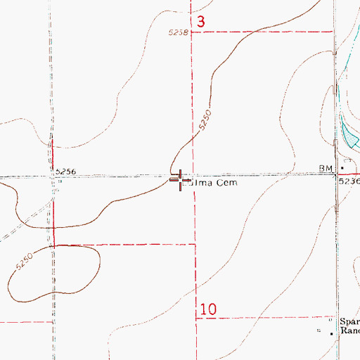 Topographic Map of Ima Cemetery, NM