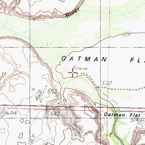 Topographic Map of Oatman Grave, AZ