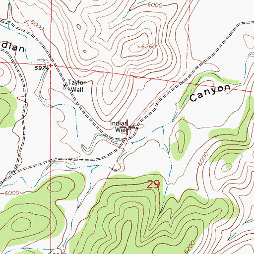 Topographic Map of Indian Well, NM