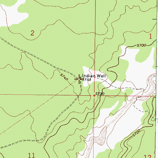 Topographic Map of Indian Well, NM