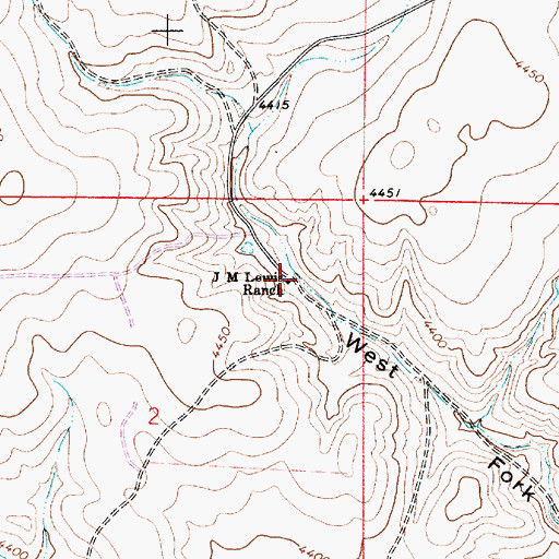 Topographic Map of J M Lewis Ranch, NM