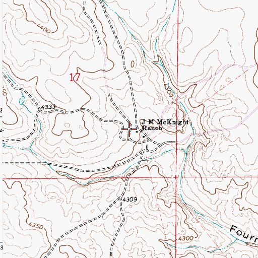 Topographic Map of J M McKnight Ranch, NM