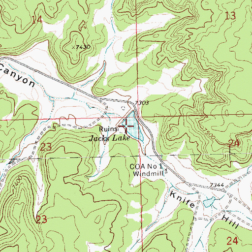 Topographic Map of Jacks Lake, NM