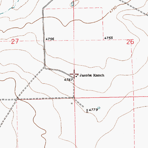 Topographic Map of Jacobs Ranch, NM