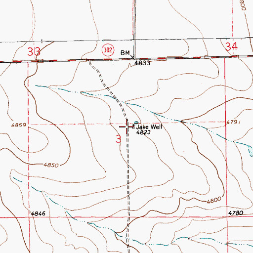 Topographic Map of Jake Well, NM