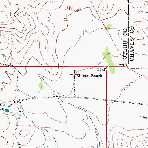 Topographic Map of James Ranch, NM